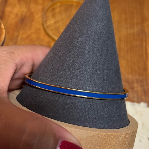 Monet set of 3 Blue and Gold tone Bangle Vintage - Picture 6 of 9